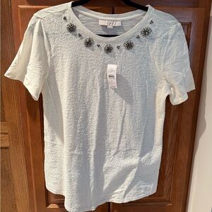 Loft Sequin and Jeweled T-Shirt Medium